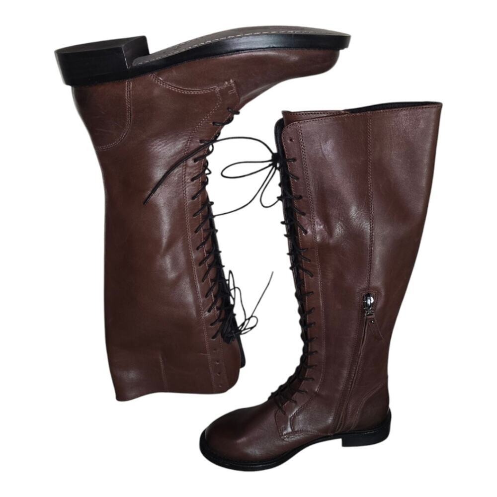 Sam Edelman Women's Nance‎ Tall Lace Up Leather Boots Brown US 6 M - Picture 7 of 14
